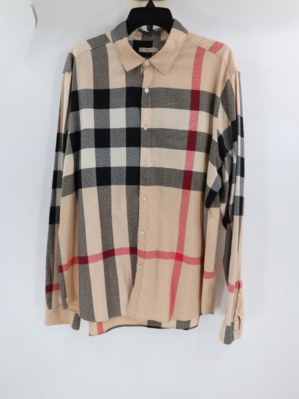 Burberry Brit Shirt Men's 2XL mega check nova Plaid Cotton Long Sleeve Button Up